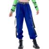 imageRolanko Girls Cargo Pants for Kids Loose Streetwear Hip Hop Dance Cotton Cargo Jogger Pants for Kids 415 YearsRoyalblue
