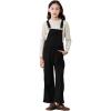 imageRolanko Girls Corduroy Overalls Adjustable Straps Jumpsuits with Pockets Vintage Wide leg Bib Pants for KidsBlack