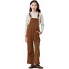 imageRolanko Girls Corduroy Overalls Adjustable Straps Jumpsuits with Pockets Vintage Wide leg Bib Pants for KidsBrown