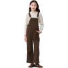 imageRolanko Girls Corduroy Overalls Adjustable Straps Jumpsuits with Pockets Vintage Wide leg Bib Pants for KidsCoffee