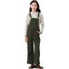 imageRolanko Girls Corduroy Overalls Adjustable Straps Jumpsuits with Pockets Vintage Wide leg Bib Pants for KidsOlivegreen