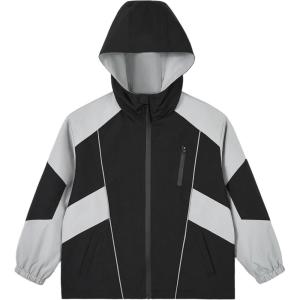 imageRolanko Boys Rain Jacket Waterproof Lightweight Windbreaker Raincoat Kids Hooded Lined Outerwear for Hiking OutdoorBlack