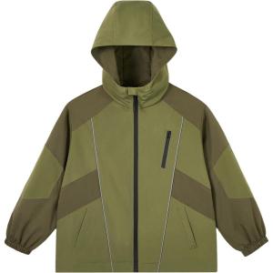 imageRolanko Boys Rain Jacket Waterproof Lightweight Windbreaker Raincoat Kids Hooded Lined Outerwear for Hiking OutdoorDeepgreen