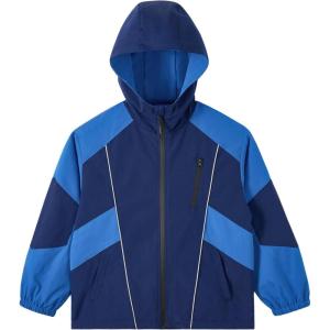 imageRolanko Boys Rain Jacket Waterproof Lightweight Windbreaker Raincoat Kids Hooded Lined Outerwear for Hiking OutdoorNavy