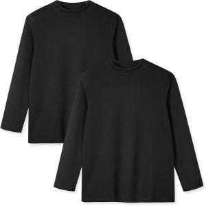 imageRolanko Girls Turtleneck Long Sleeve Shirt 2 Pack Mock Neck Tops Warm Pullover Thermal Shirts Fall Winter Base Layer TShirtsBlackblack