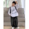 imageRolanko Boys Baggy Jeans Wide Leg Elastic Waist Denim Pants Loose Fit Trousers Vintage Y2K StreetwearBlackpocketembroidery