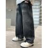 imageRolanko Boys Baggy Jeans Wide Leg Elastic Waist Denim Pants Loose Fit Trousers Vintage Y2K StreetwearCamouflagepockets
