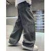 imageRolanko Boys Baggy Jeans Wide Leg Elastic Waist Denim Pants Loose Fit Trousers Vintage Y2K StreetwearGraystraps