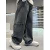 imageRolanko Boys Baggy Jeans Wide Leg Elastic Waist Denim Pants Loose Fit Trousers Vintage Y2K StreetwearGraystraps