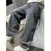 imageRolanko Boys Baggy Jeans Wide Leg Elastic Waist Denim Pants Loose Fit Trousers Vintage Y2K StreetwearGraystraps