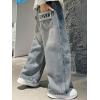 imageRolanko Boys Baggy Jeans Wide Leg Elastic Waist Denim Pants Loose Fit Trousers Vintage Y2K StreetwearLightbluebase