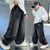 imageRolanko Boys Baggy Jeans Wide Leg Elastic Waist Denim Pants Loose Fit Trousers Vintage Y2K StreetwearRembroidery