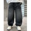 imageRolanko Boys Baggy Jeans Wide Leg Elastic Waist Denim Pants Loose Fit Trousers Vintage Y2K StreetwearRembroidery