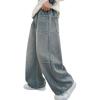 imageRolanko Boys Baggy Jeans Wide Leg Elastic Waist Denim Pants Loose Fit Trousers Vintage Y2K StreetwearLightbluebase