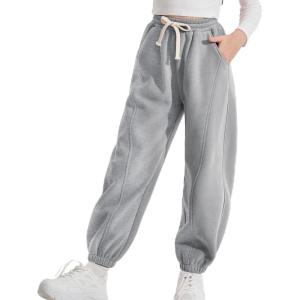 imageRolanko Girls Sweatpants Fleece Jogger Pants Cotton Athletic Sweat Pants for Kids Sweatpant with Pocket Winter 515 YearsDarkgrey