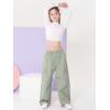 imageRolanko Girls Cargo Pants Wide Leg Streetwear Kids Pants with Pockets Trendy Jogger Trousers 414 YearsBeangreen