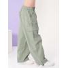 imageRolanko Girls Cargo Pants Wide Leg Streetwear Kids Pants with Pockets Trendy Jogger Trousers 414 YearsBeangreen