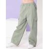 imageRolanko Girls Cargo Pants Wide Leg Streetwear Kids Pants with Pockets Trendy Jogger Trousers 414 YearsBeangreen