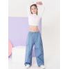 imageRolanko Girls Cargo Pants Wide Leg Streetwear Kids Pants with Pockets Trendy Jogger Trousers 414 YearsJeansblue