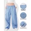 imageRolanko Girls Cargo Pants Wide Leg Streetwear Kids Pants with Pockets Trendy Jogger Trousers 414 YearsJeansblue