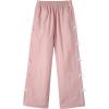 imageRolanko Wide Leg Baggy Pants for Girls Track Pants with Side Bow Y2K Parachute Waterproof Kids Jogger Trousers with PocketsPink