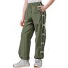 imageRolanko Wide Leg Baggy Pants for Girls Track Pants with Side Bow Y2K Quick Dry Kids Jogger Trousers with Pockets 915YArmygreen