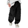 image:imageRolanko Boys Baggy Cargo Jeans Elastic Waist Wide Leg Y2k Hip Hop Denim Pants Kids Loose Fit Trousers StreetwearBlack