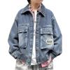 image:imageRolanko Boys Denim Jacket Classic Jean Jackets Gift for Kids Oversized Trucker Jacket Layering Cowboy Coat 513YBluebigpocket