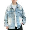 image:imageRolanko Boys Denim Jacket Classic Jean Jackets Gift for Kids Oversized Trucker Jacket Layering Cowboy Coat 513YLightblue