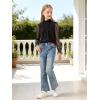 image:imageRolanko Girls Long Sleeve Shirts Chiffon Blouses with Polka Dot Ruffle Cuffs Cute Frill Neck Tops for Girls Spring Fall 713YBlack