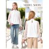 image:imageRolanko Girls Long Sleeve Shirts Chiffon Blouses with Polka Dot Ruffle Cuffs Cute Frill Neck Tops for Girls Spring Fall 713YWhite