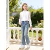 image:imageRolanko Girls Long Sleeve Shirts Chiffon Blouses with Polka Dot Ruffle Cuffs Cute Frill Neck Tops for Girls Spring Fall 713YWhite