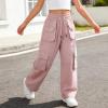 image:imageRolanko Girls Outdoor Cargo Pants Waterproof Hiking Pants with Pockets Lightweight Quick Dry Joggers for School Travel 814YDarkpink