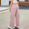 image:imageRolanko Girls Outdoor Cargo Pants Waterproof Hiking Pants with Pockets Lightweight Quick Dry Joggers for School Travel 814YDarkpink