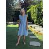 image:imageRolanko Girls Ruffle Sleeve Dress Square Neck Hollow Out Eyelet A Line Beach Vacation Summer Sundress 713YSkyblue