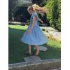 image:imageRolanko Girls Ruffle Sleeve Dress Square Neck Hollow Out Eyelet A Line Beach Vacation Summer Sundress 713YSkyblue