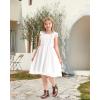 image:imageRolanko Girls Ruffle Sleeve Dress Square Neck Hollow Out Eyelet A Line Beach Vacation Summer Sundress 713YWhite