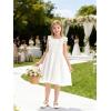 image:imageRolanko Girls Ruffle Sleeve Dress Square Neck Hollow Out Eyelet A Line Beach Vacation Summer Sundress 713YWhite
