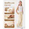 image:imageRolanko Girls Wide Leg Linen Pants Breathable Flowy Palazzo Trousers for School Beach Daily Wear 915 YearsBeige