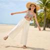 image:imageRolanko Girls Wide Leg Linen Pants Breathable Flowy Palazzo Trousers for School Beach Daily Wear 915 YearsBeige