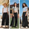 image:imageRolanko Girls Wide Leg Linen Pants Breathable Flowy Palazzo Trousers for School Beach Daily Wear 915 YearsBlack