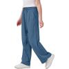 image:imageRolanko Girls Wide Leg Linen Pants Breathable Flowy Palazzo Trousers for School Beach Daily Wear 915 YearsIndigo