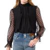 image:imageRolanko Girls Long Sleeve Shirts Chiffon Blouses with Polka Dot Ruffle Cuffs Cute Frill Neck Tops for Girls Spring Fall 713YBlack
