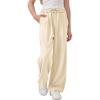 image:imageRolanko Girls Wide Leg Linen Pants Breathable Flowy Palazzo Trousers for School Beach Daily Wear 915 YearsBeige