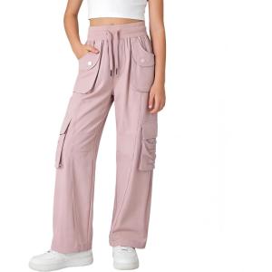 image:imageRolanko Girls Outdoor Cargo Pants Waterproof Hiking Pants with Pockets Lightweight Quick Dry Joggers for School Travel 814YDarkpink
