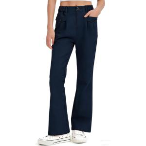 image:imageRolanko Girls Uniform Pants Flare Dress Pants for Girls Wrinkle and Pilling Resistant Stretch Kids School Trousers DailyNavy
