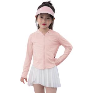 image:imageRolanko Girls Zip Up Athletic Hoodie Lightweight Rash Guard Sun Protection Jacket UPF50 Tops for Kids Fishing Hiking OutdoorPink