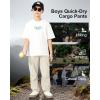 image:imageRolanko Boys Quick Dry Lightweight Pants Kids Girls Elastic Waist Cargo Trousers with Pockets for Sports OutdoorBeige