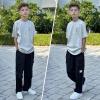 image:imageRolanko Boys Quick Dry Lightweight Pants Kids Girls Elastic Waist Cargo Trousers with Pockets for Sports OutdoorBlack