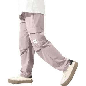 image:imageRolanko Boys Quick Dry Lightweight Pants Kids Girls Elastic Waist Cargo Trousers with Pockets for Sports OutdoorGraypurple